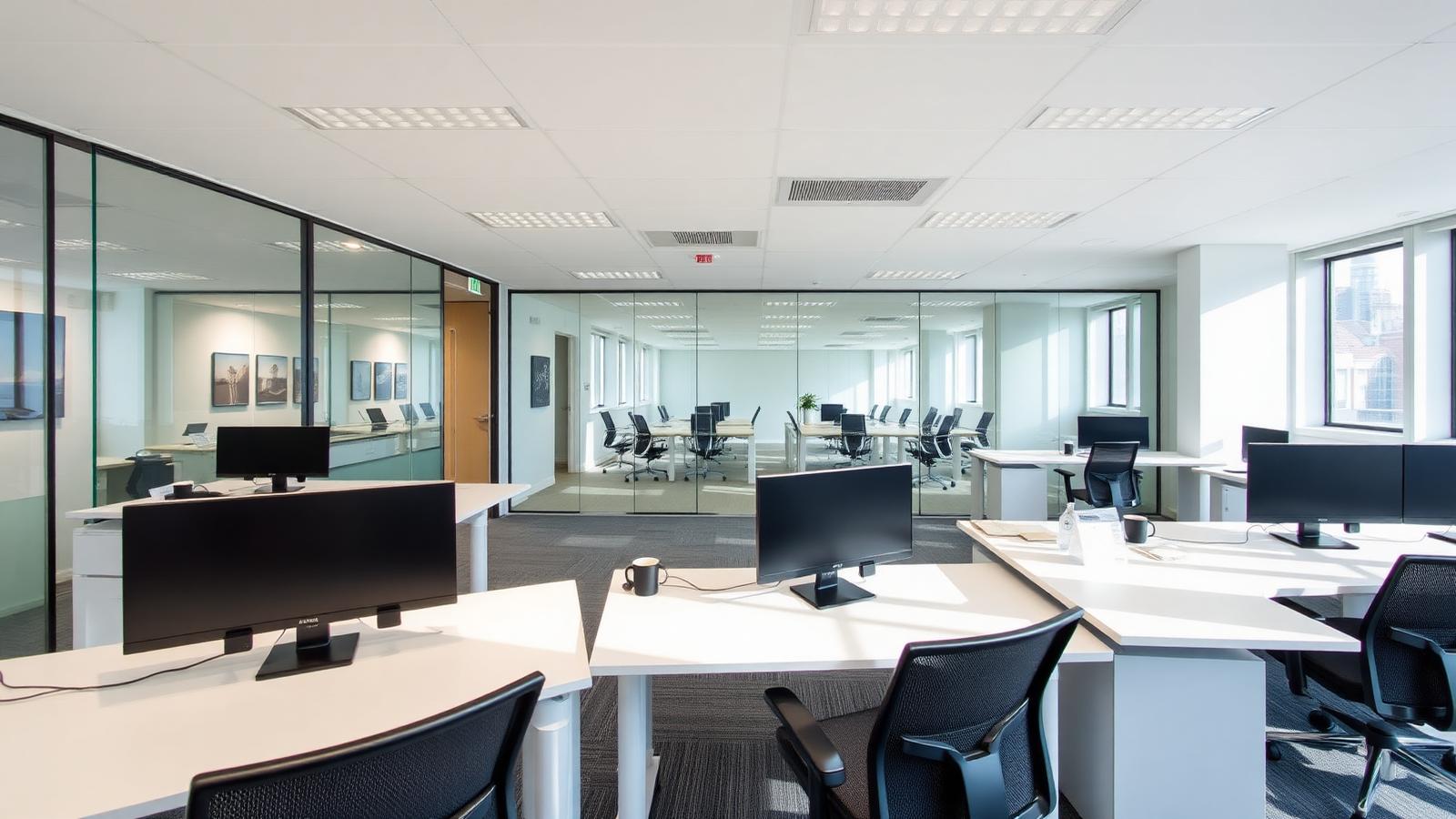 Bright modern UK business premises interior representing business property insurance